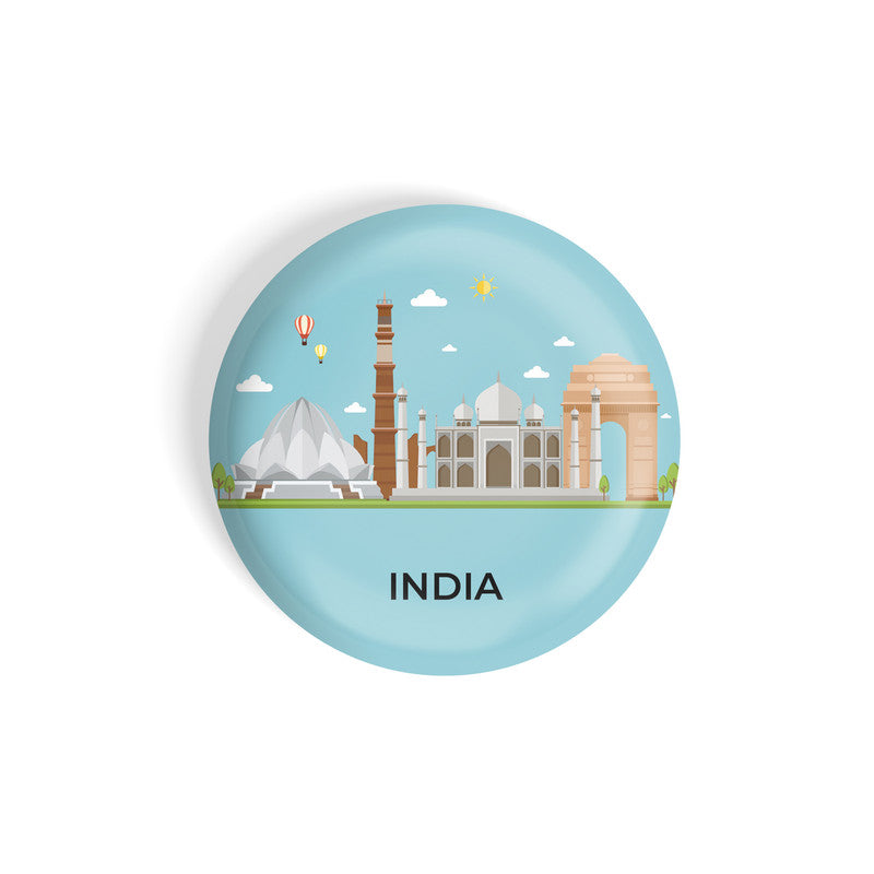 dhcrafts Round Fridge Magnet Blue Color India Glossy Finish Design Pack of 1 (75 mm)